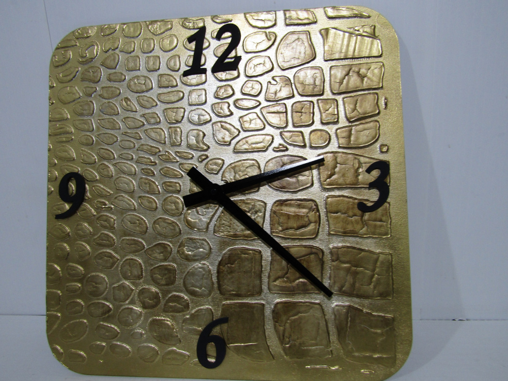 Часы настенные  Mariarty "Аллигатор" золото 45см Авторская ручная работа,холст,дерево, 3D