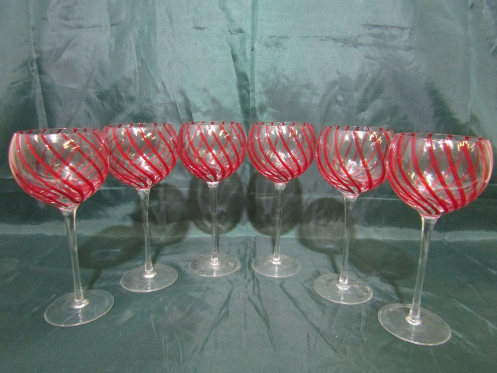 Набор стеклянных бокалов для вина "в красном стиле" 300мл(6 штук) (S-1456)